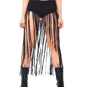 iHeartRaves Fringe Skirt
